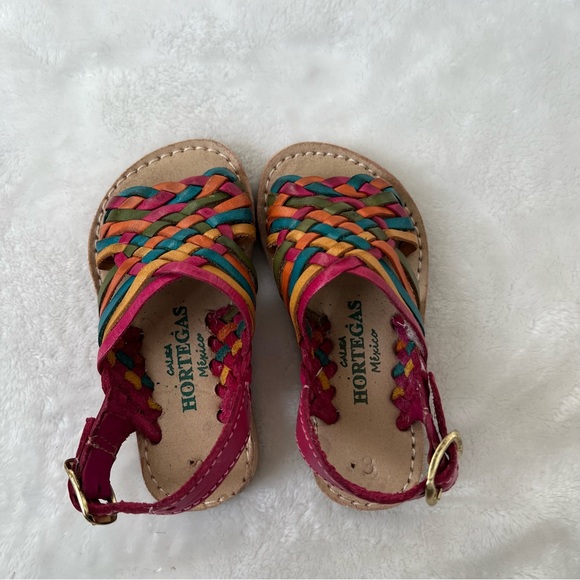 Hortegas Mexico Huarache baby girl Sandals size 3 woven bright colorful - Picture 2 of 4
